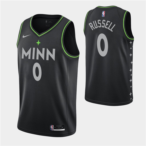 Men's Minnesota Timberwolves #0 D'Angelo Russell Black NBA City Swingman 2020-21 Stitched Jersey